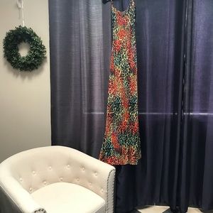 DRESS -backless/ankle length/colorful cheetahprint